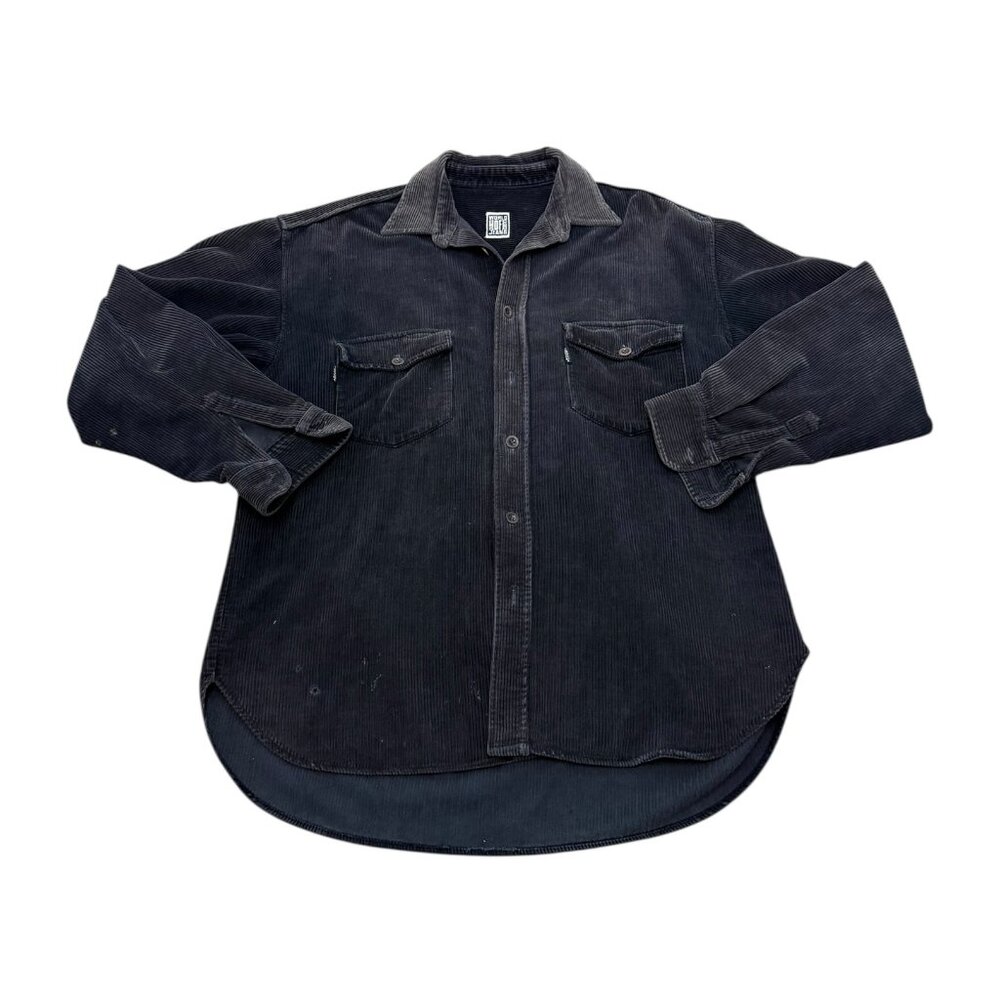 Vintage 1990s Casucci Black Corduroy Button-Up Shirt